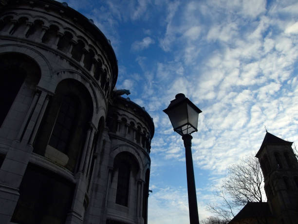 Side view of Sacre-Coeur (Sacred Heart) Basilica in Montmartre, Paris, France