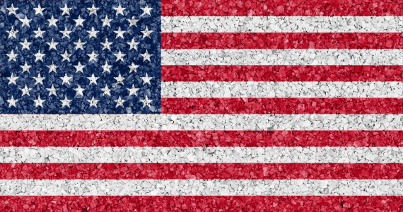 United States of America flag over grunge background texture wall