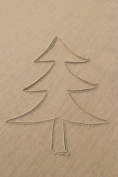 istock Simple Christmas Tree in Sand No Decorations 173597449