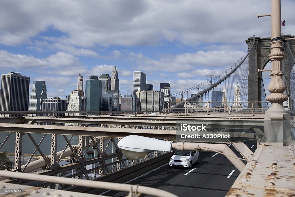 New York from Brooklyn Brooklyn Bridge with Manhattan in the background. Above Stock Photo