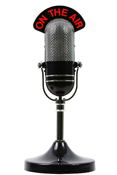 On the air microphone On the air microphone on a white background. microphone stand photos stock pictures, royalty-free photos & images