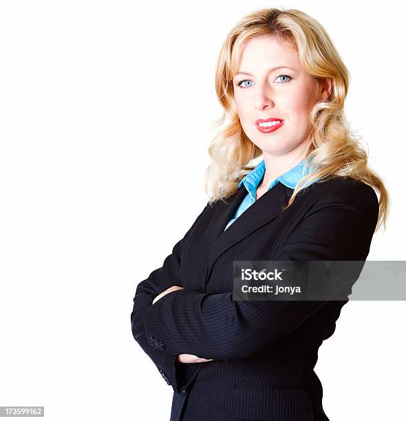 Portret Pewność Siebie Blonde Biznesmenka - zdjęcia stockowe i więcej obrazów 20-24 lata - 20-24 lata, 20-29 lat, Białe tło