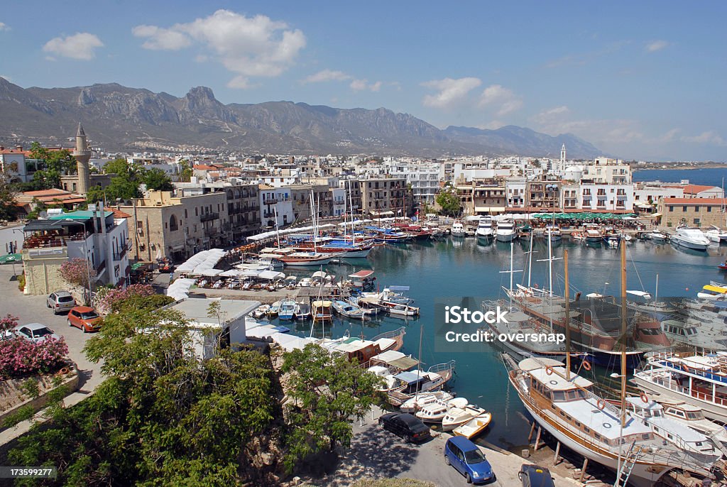Kyrenia harbour "The coastal port of Kyrenia, on the north (turkish) coast of Cyprus" Fishing Village Stock Photo