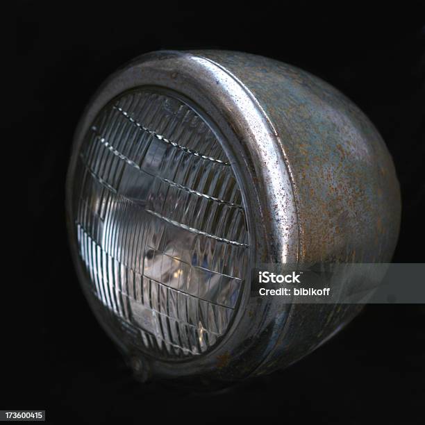 Retro Headlight Stock Photo - Download Image Now - Black Background, Black Color, Car