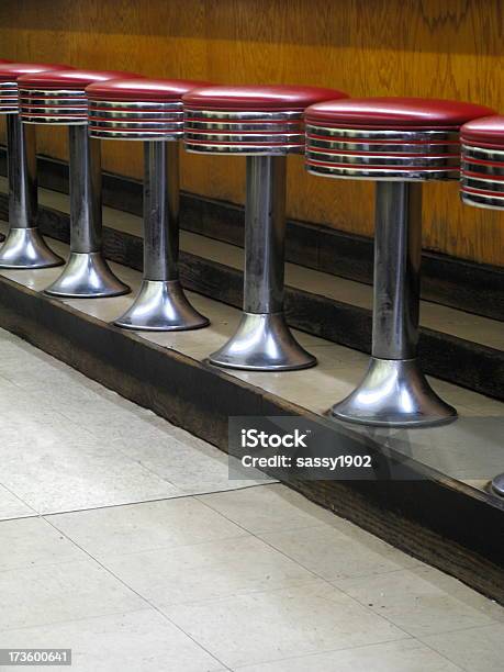 Stools Diner Restaurant Stock Photo - Download Image Now - The Past, 1950-1959, Furniture