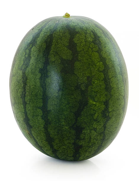 Whole green watermelon (Clipping Path) stock photo