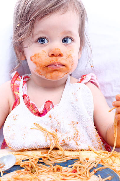 Spaghetti baby stock photo