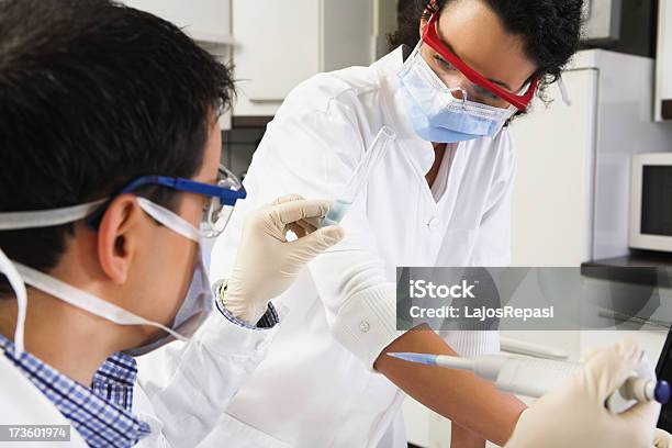 Lavorando In Laboratorio - Fotografie stock e altre immagini di Adulto - Adulto, Batterio, Becher