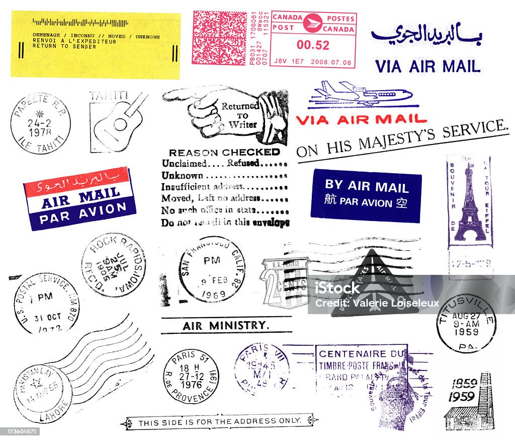 Postmarks i znaczki - Zbiór zdjęć royalty-free (Znaczek pocztowy)