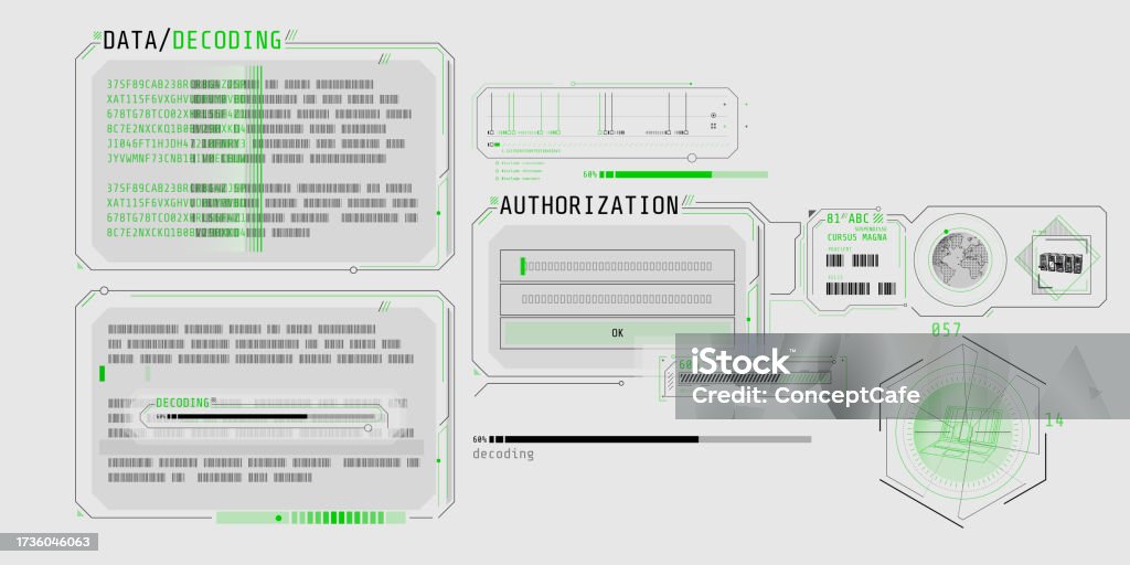 Data Decoding Program Screen With Authorization Window Stock ...