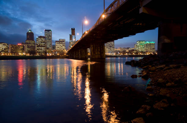 istock portland oregon and willamette river at night 173604787
