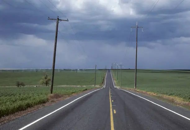 Wheatfields and highway in Washington state