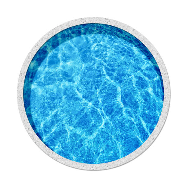 Round swimming pool on white background, top view
