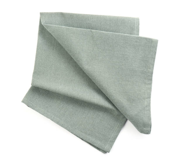 istock Light grey towel for kitchen isolated on white, top view 1736065177