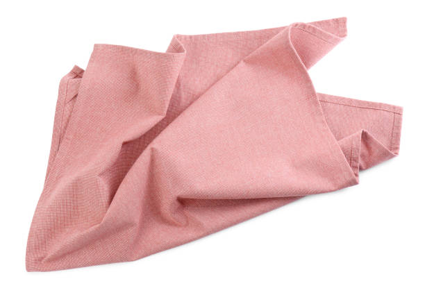 istock Crumpled color fabric napkin isolated on white, top view 1736066250