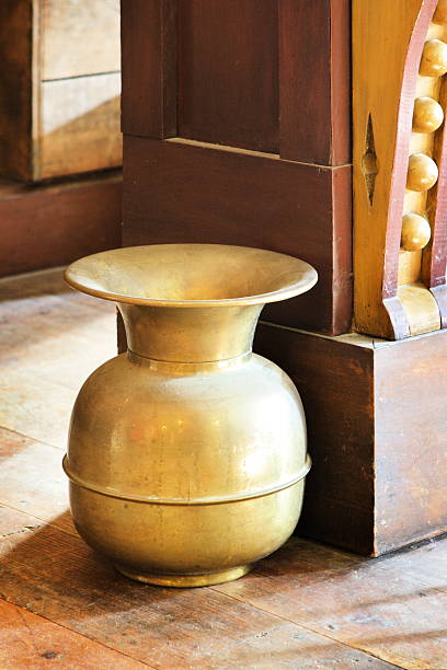 Saloon Spittoon Wild West Brass Decor Stock Photo - Download Image Now - Spittoon, Gold - Metal, Gold Colored - iStock