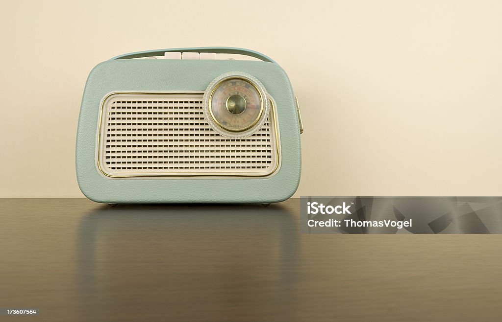 The 70s. retro boom box Isolated close up of an original 70s radio. 1950-1959 Stock Photo