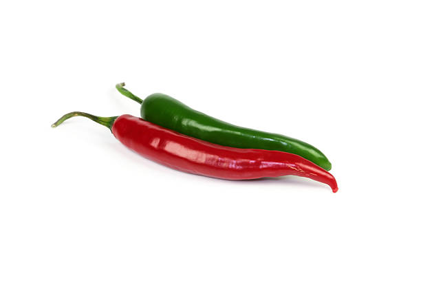 Red and green peppers stock photo