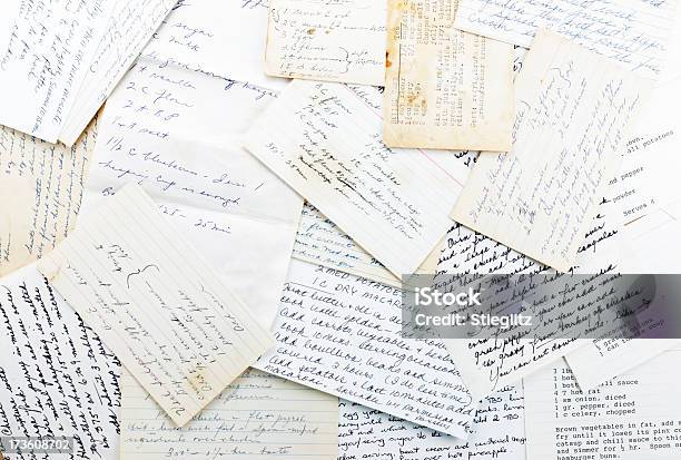 Ricette Di Famiglia - Fotografie stock e altre immagini di Scrittura a mano - Scrittura a mano, Immagine composita, Scheda di schedario