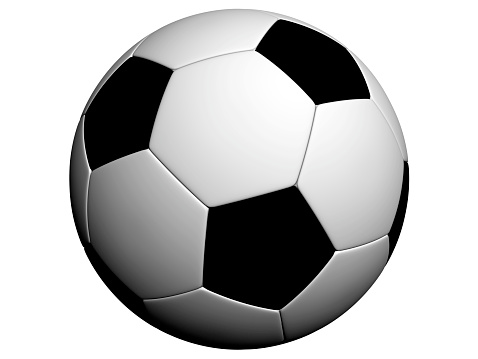 Soccer ball black and white, isolated on white background.