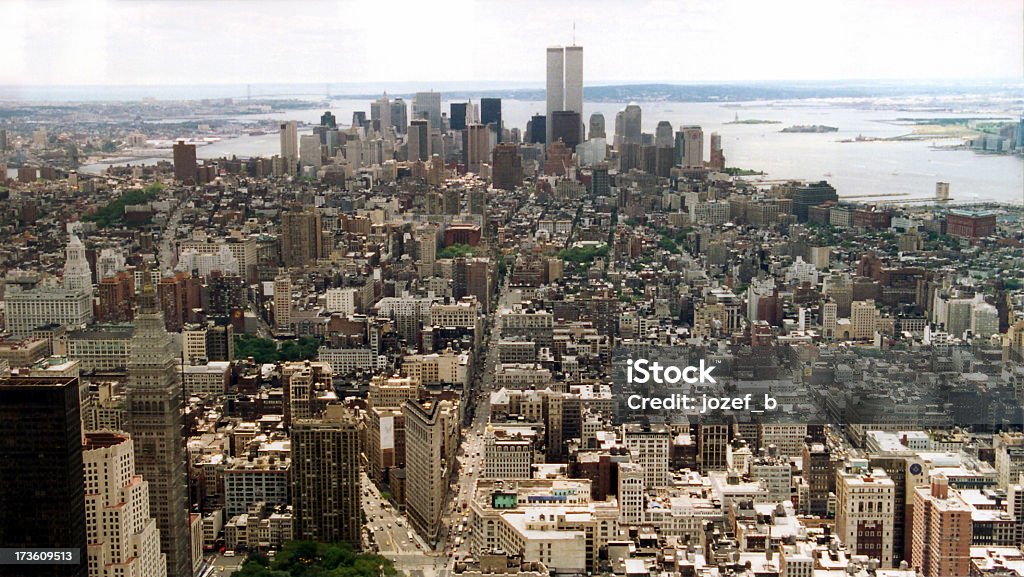 downtown Manhattan skyline "View of downtown manhattan from empire state building.Picture was taken before 9/11 in 07/2000, so you can see the World Trade center..." World Trade Center - Manhattan Stock Photo