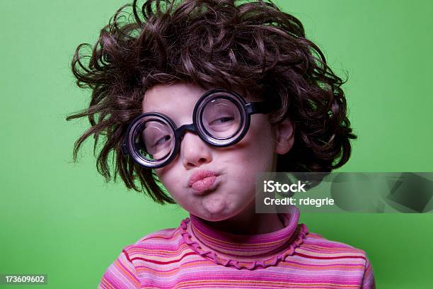 Geek On Green Suspicious Stock Photo - Download Image Now - 6-7 Years, Bizarre, Child