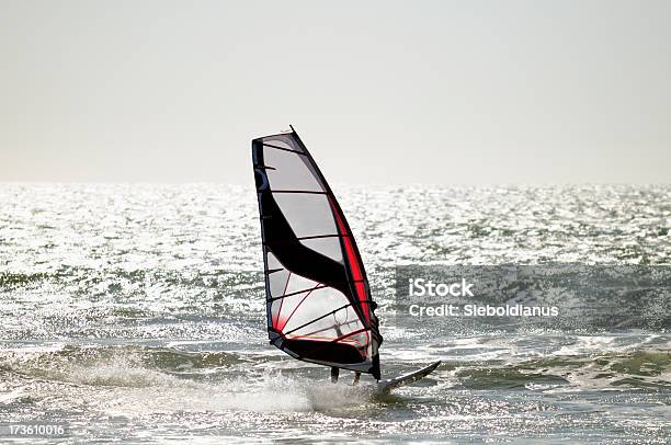 Windsurfer At Sunset In California Waddell Creek Beach Stock Photo - Download Image Now