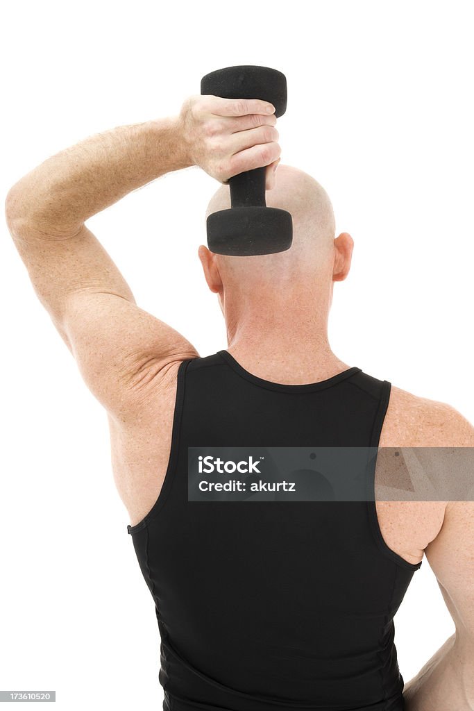 マチュアスポーツ男ワークアウトの重量肩の薄くなった白人の絶縁 - 強さのロイヤリティフリーストックフォト