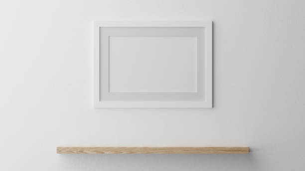 istock Poster mockup, white wooden frame 3D rendering 1736114724