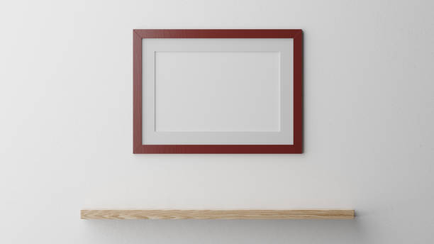 istock Poster mockup, red or brown wooden frame 3D rendering 1736114726
