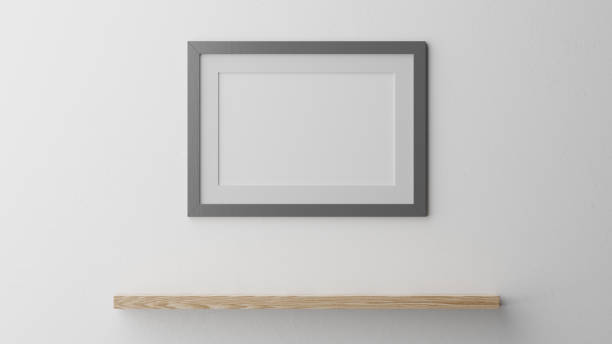 Poster mockup, silver/gray wooden frame. 3D rendering