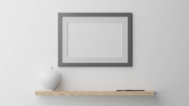 istock Poster mockup, silver/gray wooden frame. 3D rendering 1736114739
