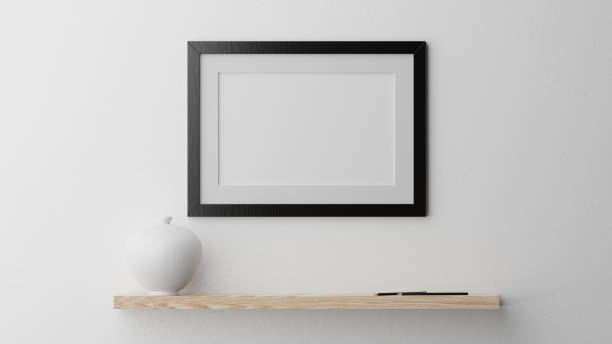 istock Poster mockup, black wooden frame. 3D rendering 1736114743