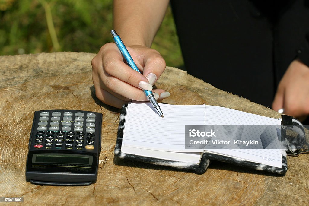 Scientific notes-2 "The calculator, notebook on a stub." Accuracy Stock Photo