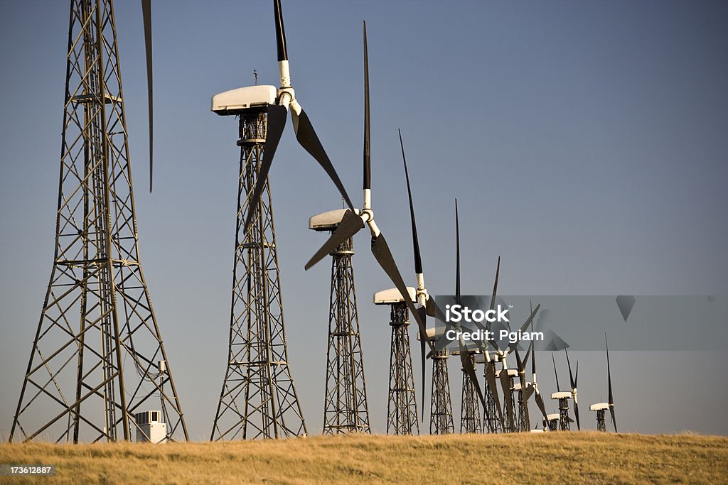 Wind turbines Alternative power source windfarm Alberta Stock Photo