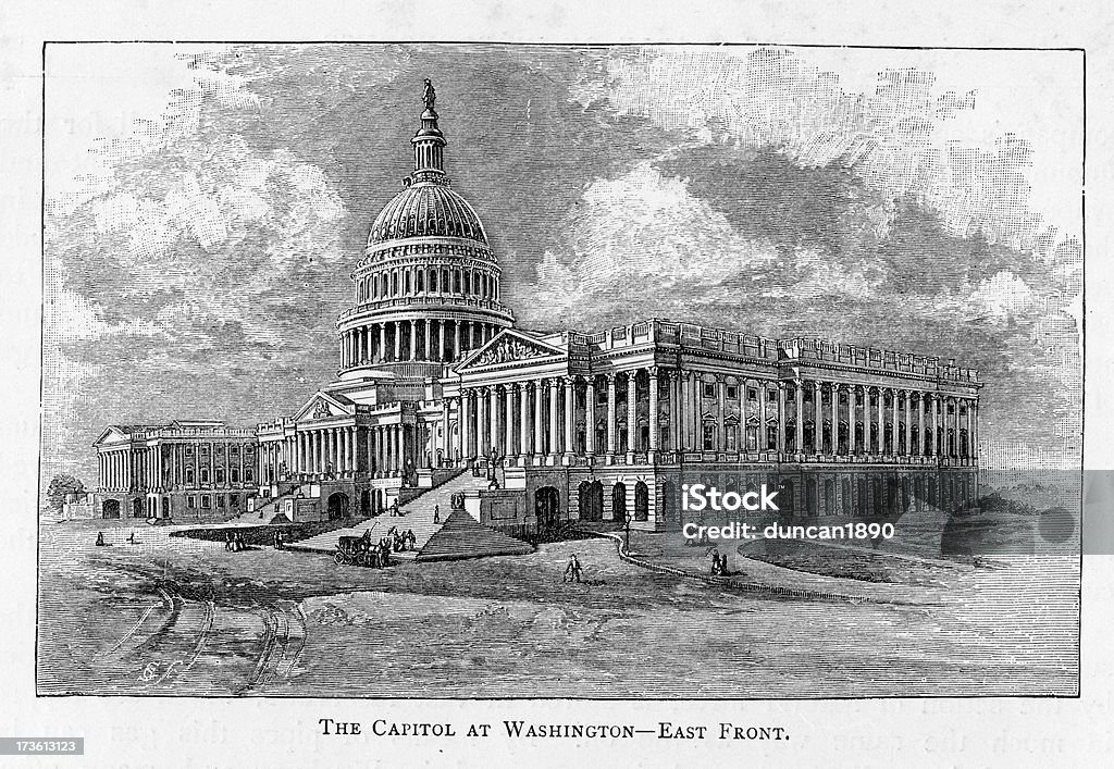 El Capitolio en Washington - Ilustración de stock de Siglo XIX libre de derechos