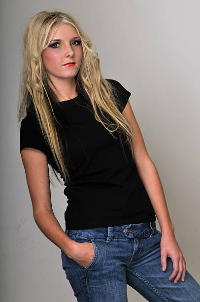 istock Blond woman in jeans 173613543
