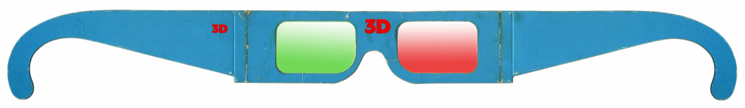 a flatbed scan of an old pair of 3d glasses