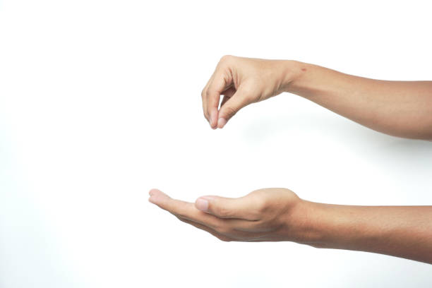 istock Cropped image of man gesturing by hand isolated on white background 1736143523