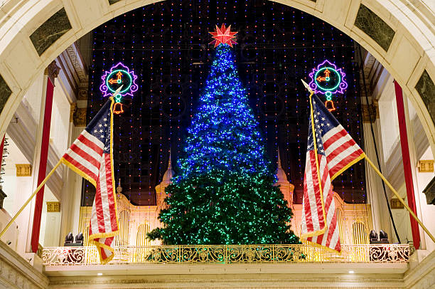 크리스마스 축하 행사를 미국에서-필라델피아 백화점 스톡 사진