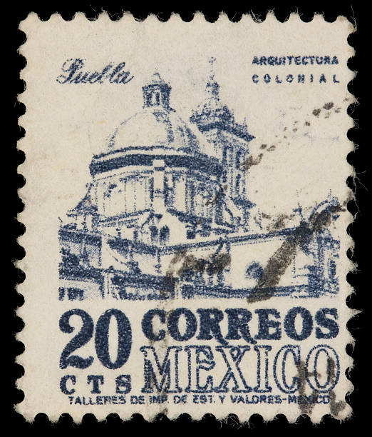 istock Puebla Cathedral postage stamp of Mexico 173614485