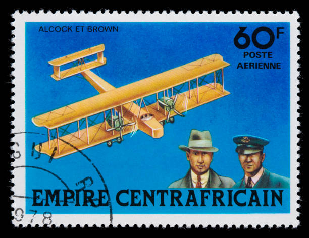 istock Alcock and Brown airplane postage stamp 173615303