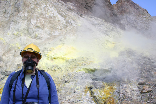geologist on volcano
