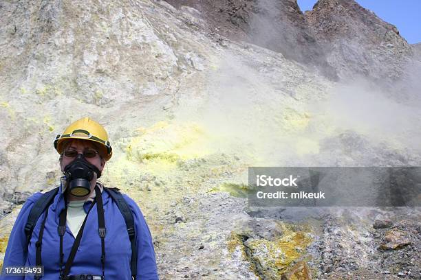Woman Geologist On Volcano Stock Photo - Download Image Now - Adult, Erupting, Fumes