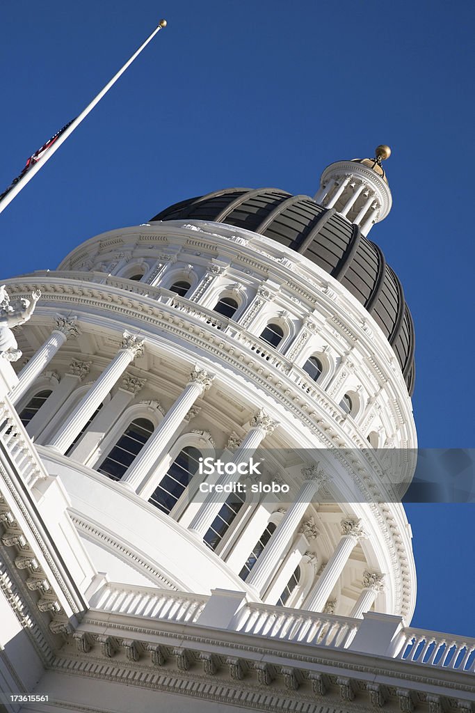 California State Capitol Building Top California State Capitol building in Sacramento. Architectural Column Stock Photo