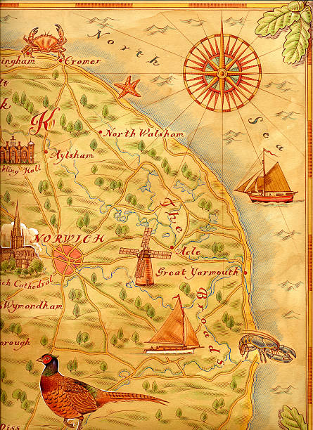 ilustrações, clipart, desenhos animados e ícones de o mapa - compass rose norfolk norwich map