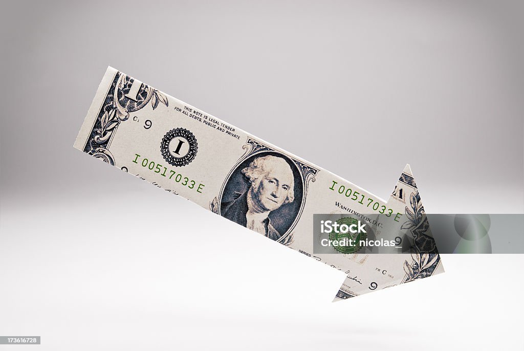 Dólar hacia abajo - Foto de stock de Actividades bancarias libre de derechos