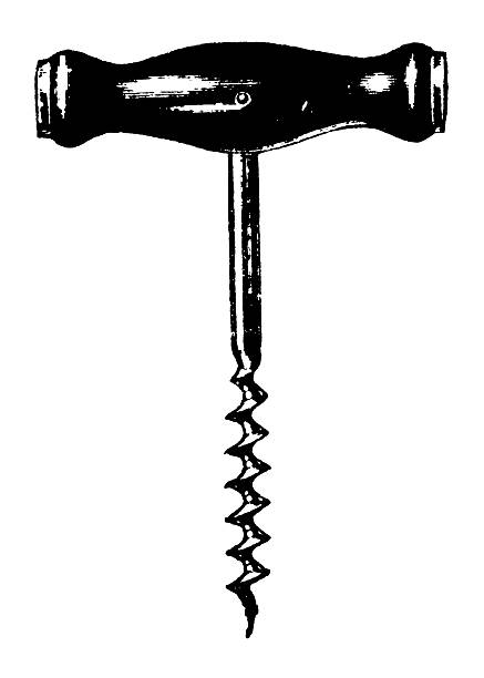 corkscrew - cork wine corkscrew old stock-grafiken, -clipart, -cartoons und -symbole