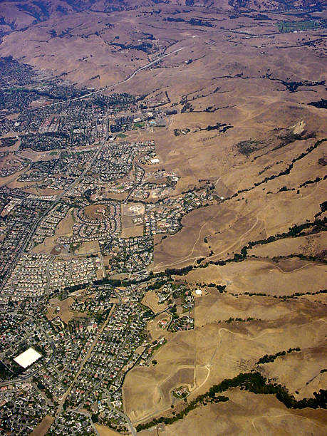 istock Aerial view of city & mountains 173617628