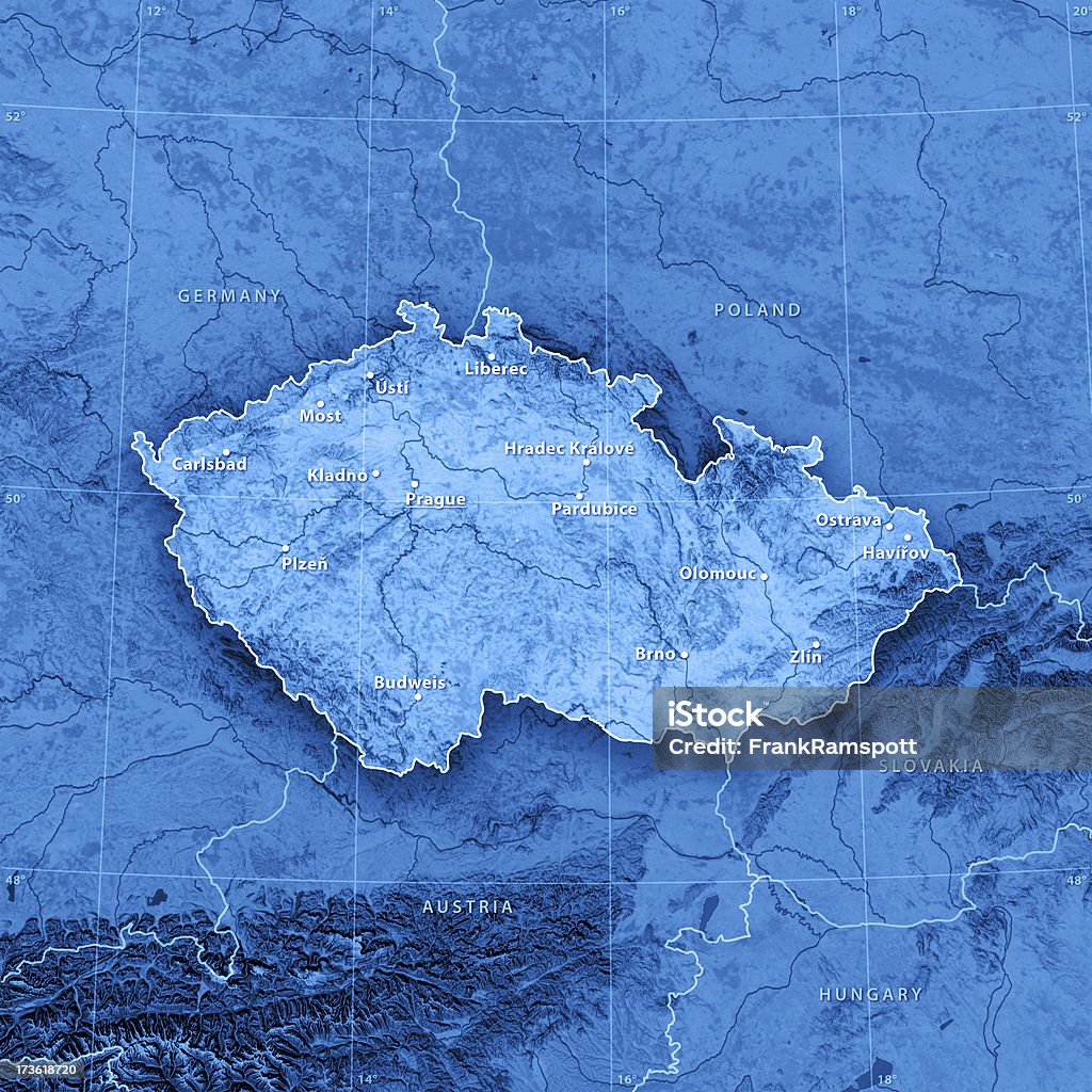 Carte de la République tchèque (version anglaise - Photo de Carte libre de droits